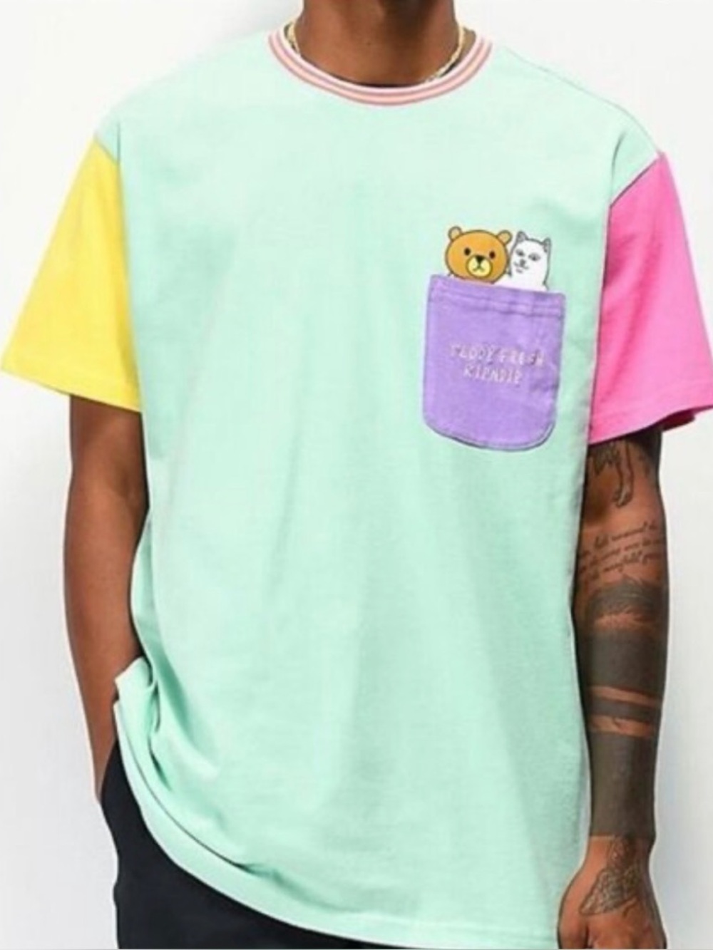 Teddy Fresh X RIPNDIP 2.0 Colorblock T-Shirt Size Small